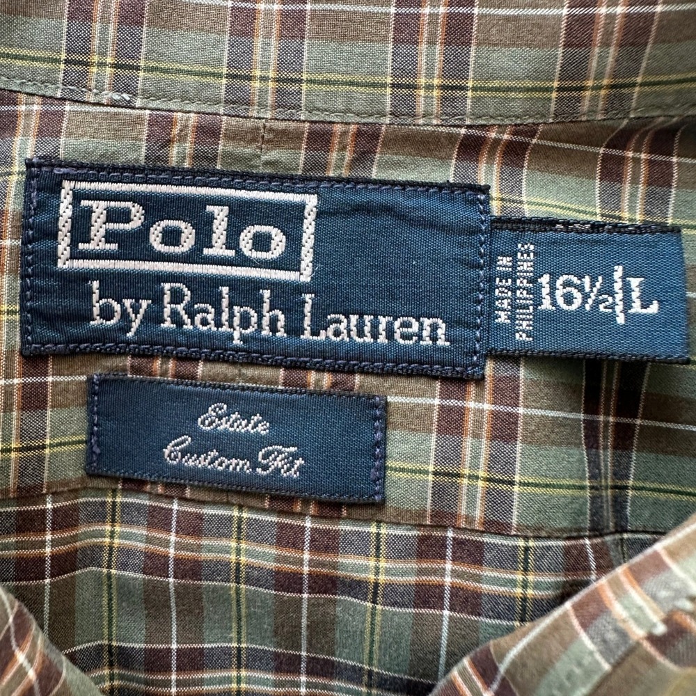 Polo by Ralph Lauren Estate Custom Fit Plaid Long Sleeve Shirt Men L 16.5 Preppy - Picture 3 of 5